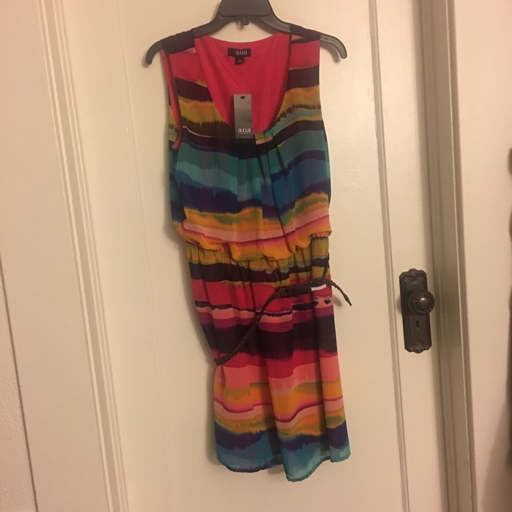 a.n.a Hot Coral Stripe dress